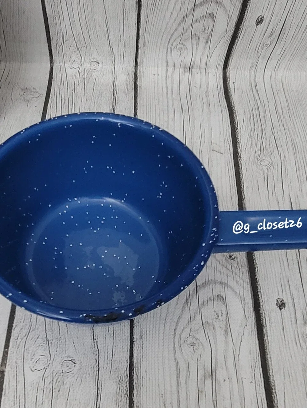 Vintage Blue Speckled Enamelware Sauce Pan